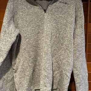 Eddie Bauer Heather Gray Men's Zip-Up Sweater